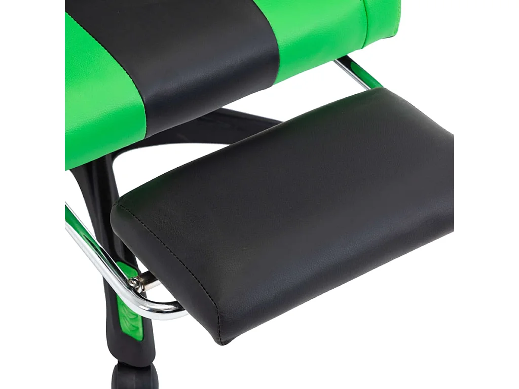 Sedia da gioco in similpelle verde e nera con poggiapiedi