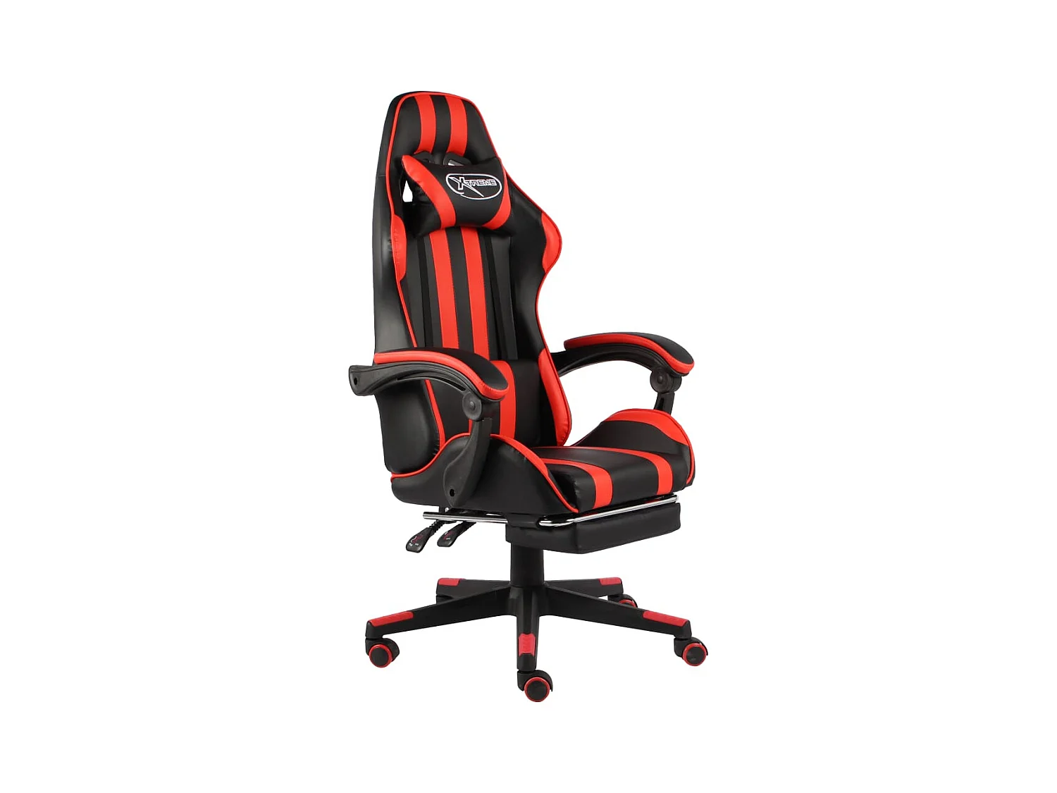 Fauteuil de jeux vidéo et repose-pied Noir et rouge Similicuir