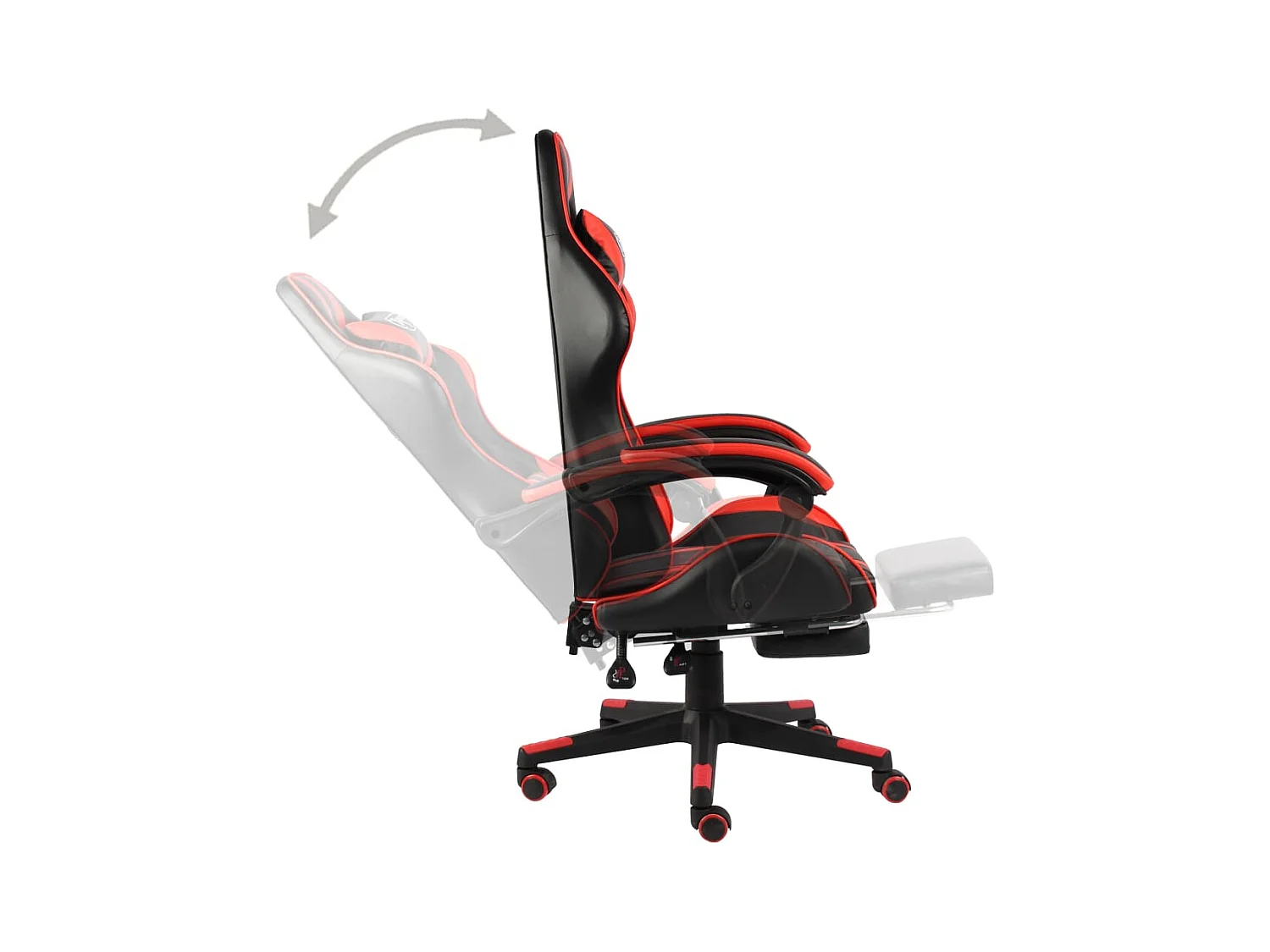 Fauteuil de jeux vidéo et repose-pied Noir et rouge Similicuir