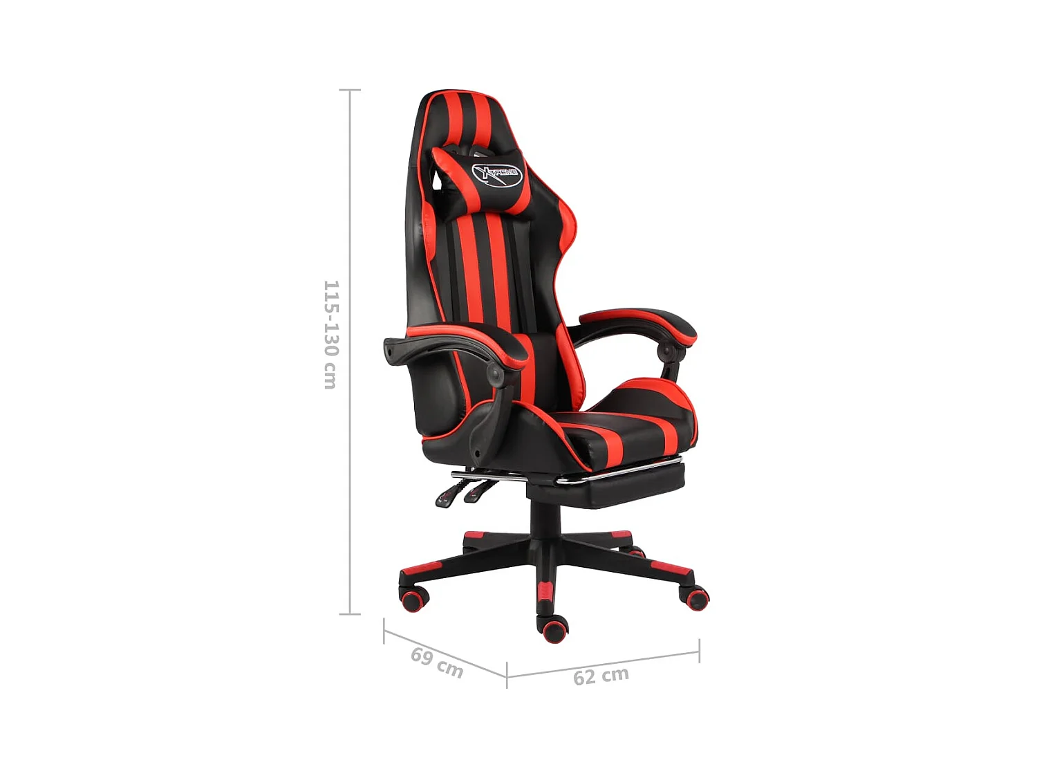 Fauteuil de jeux vidéo et repose-pied Noir et rouge Similicuir