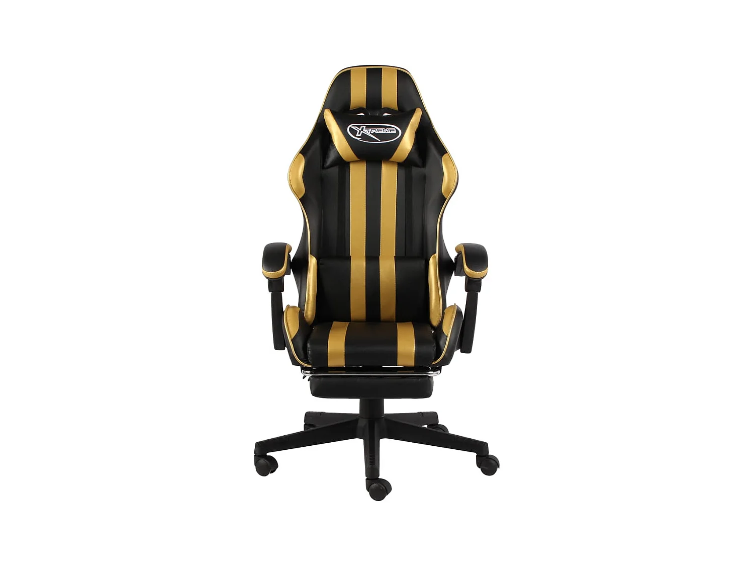 Fauteuil de jeux vidéo avec repose-pied Noir et doré Similicuir