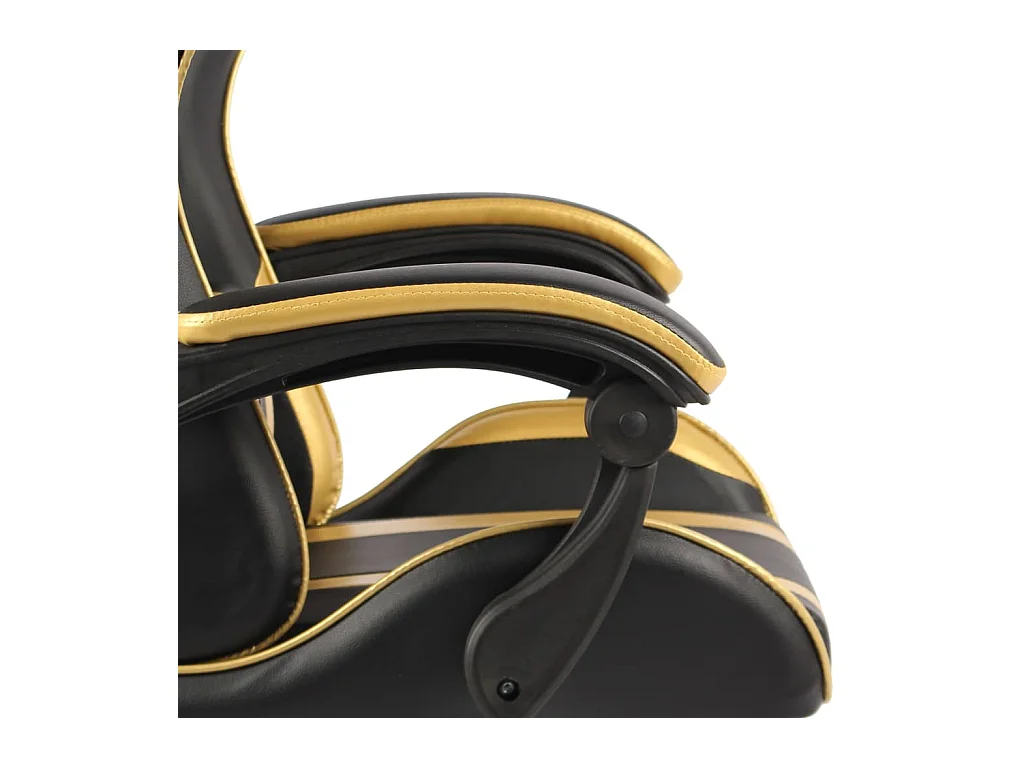 Fauteuil de jeux vidéo avec repose-pied Noir et doré Similicuir
