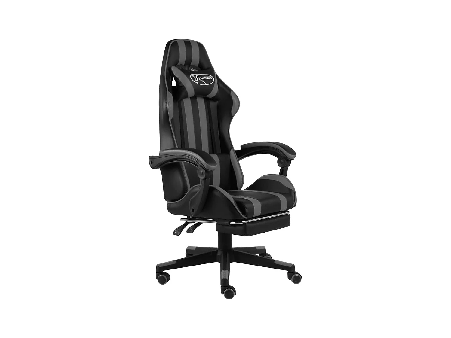 Fauteuil de jeux vidéo avec repose-pied Noir et gris Similicuir