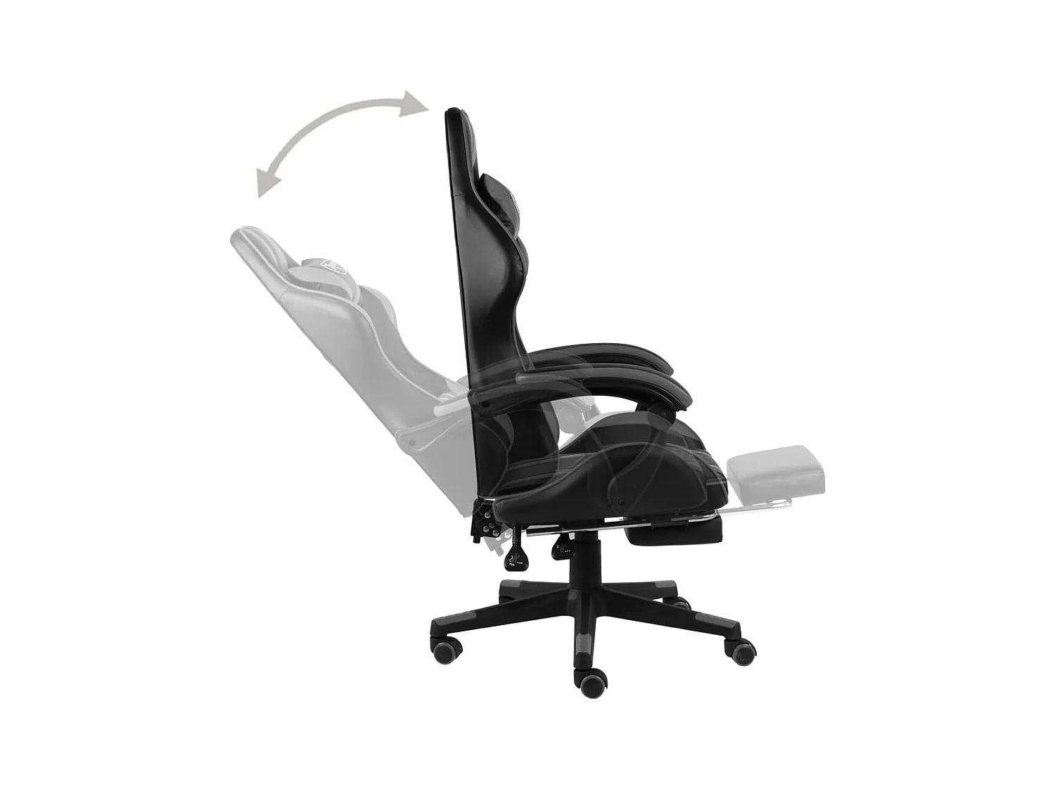 Fauteuil de jeux vidéo avec repose-pied Noir et gris Similicuir