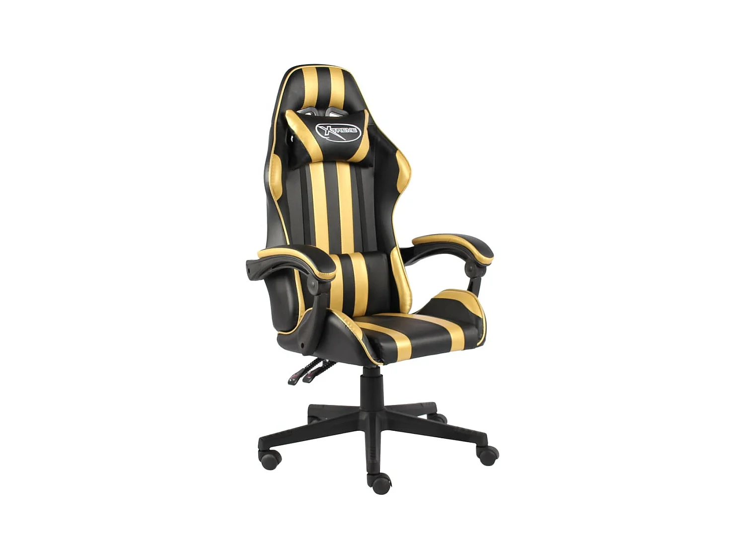 Fauteuil de jeux vidéo Noir et doré Similicuir