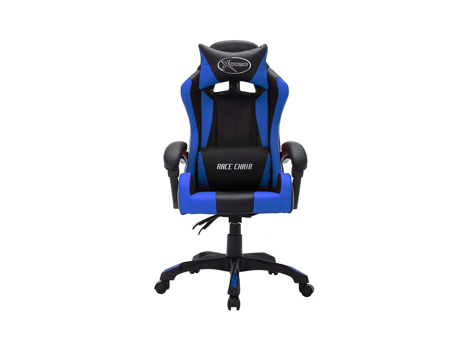 Silla gaming con LED RGB de piel sintética azul y negra