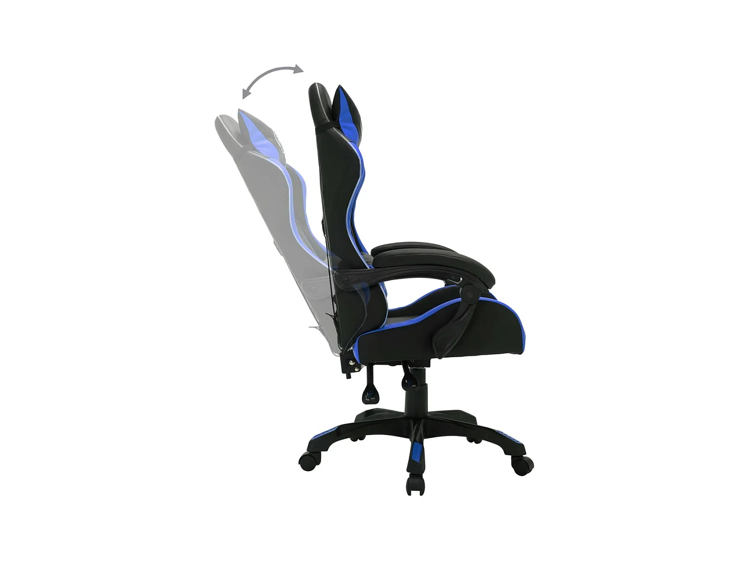 Silla gaming con LED RGB de piel sintética azul y negra