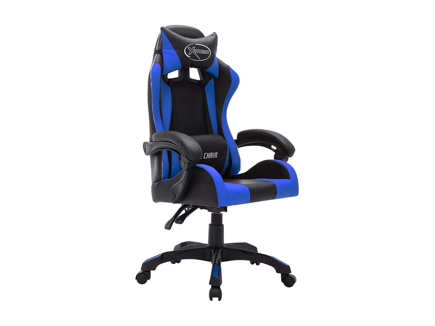 Sedia da gaming con LED RGB in similpelle blu e nera