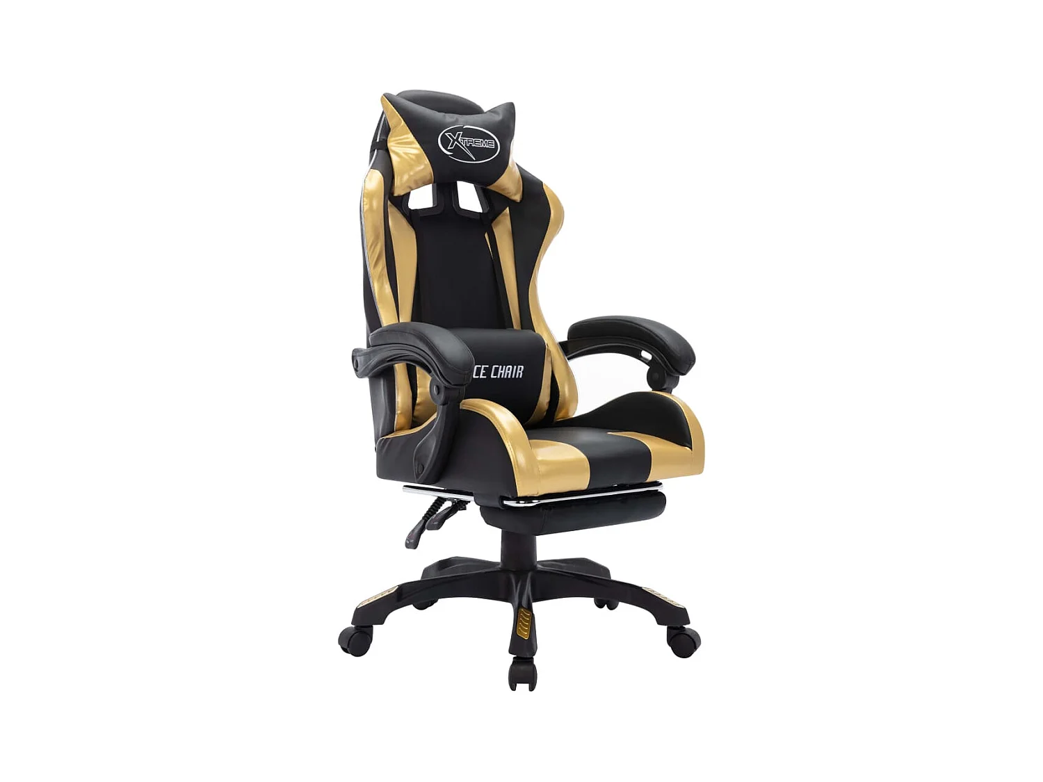 Gamingstoel met RGB LED goud en zwart imitatieleer