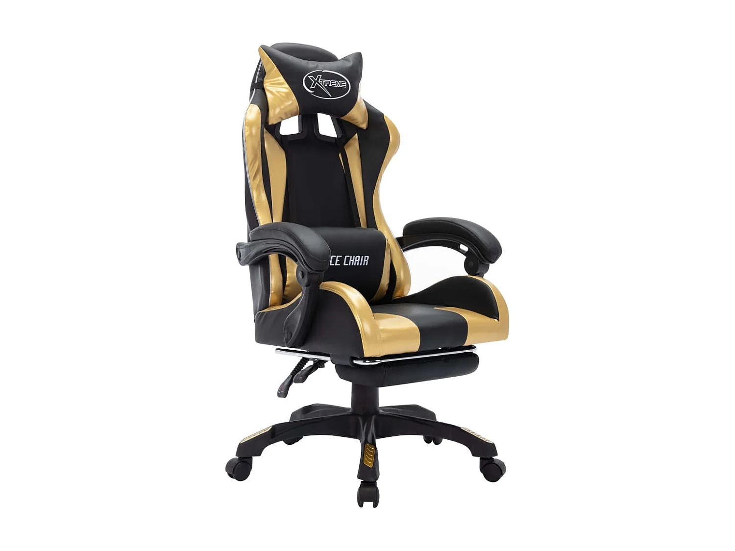 Sedia da gaming con LED RGB in similpelle oro e nera