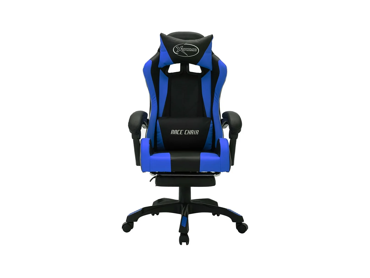 Gamingstoel met RGB LED blauw en zwart kunstleer