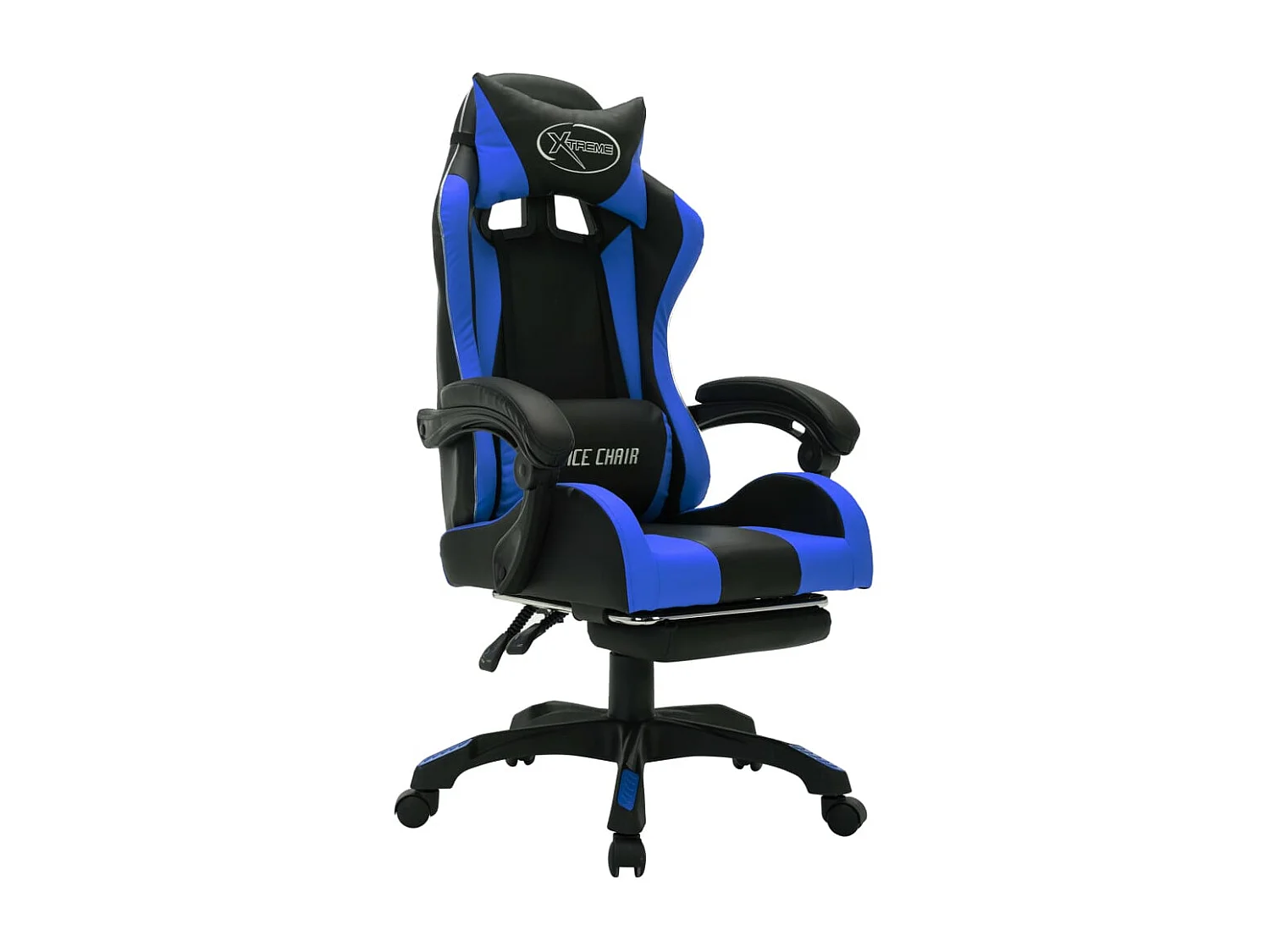 Sedia da gaming con LED RGB in similpelle blu e nera