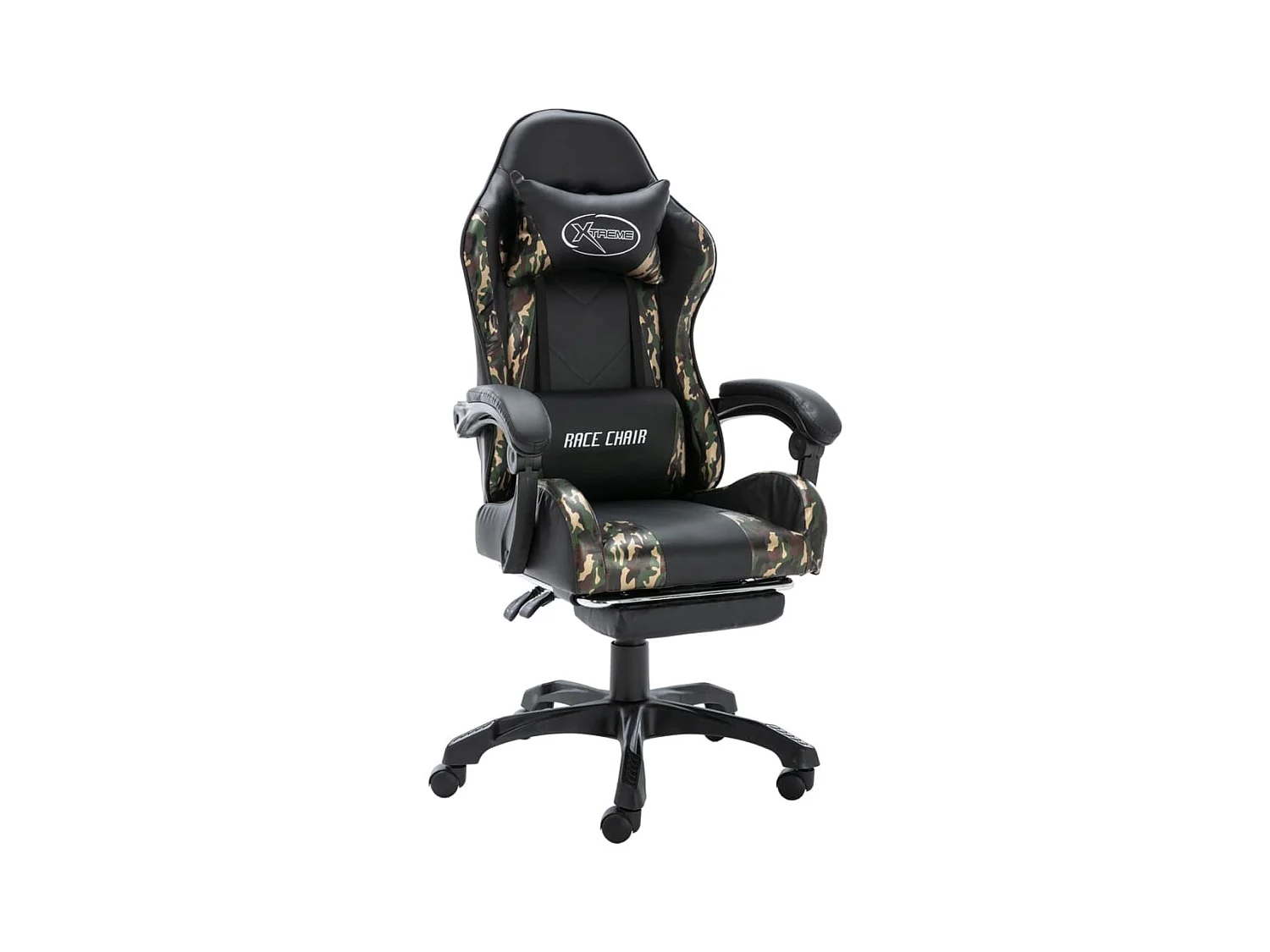Fauteuil de jeux vidéo repose-pied Noir/camouflage Similicuir