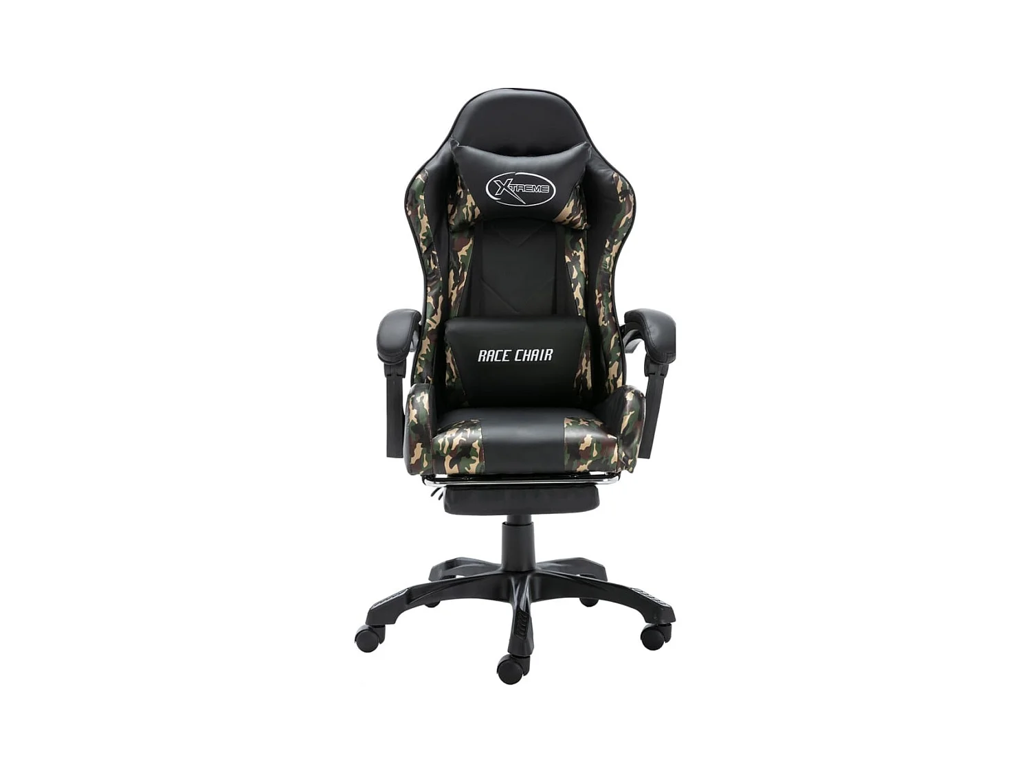 Fauteuil de jeux vidéo repose-pied Noir/camouflage Similicuir