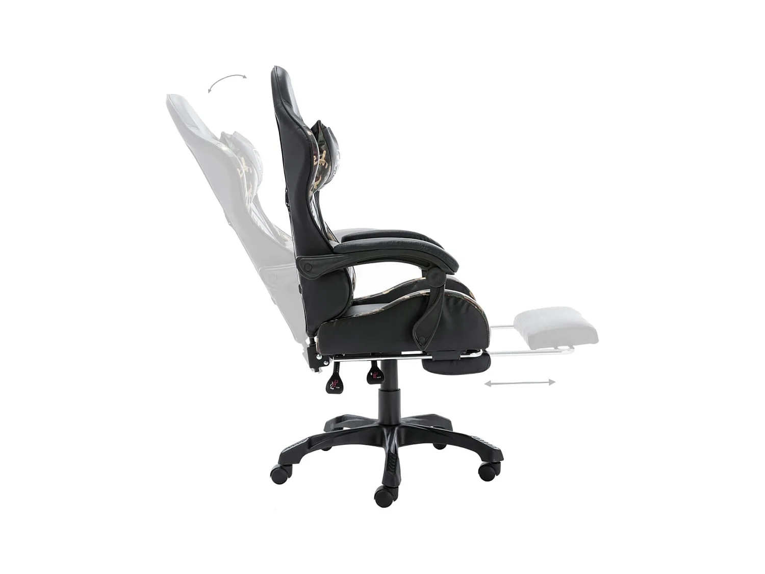 Fauteuil de jeux vidéo repose-pied Noir/camouflage Similicuir