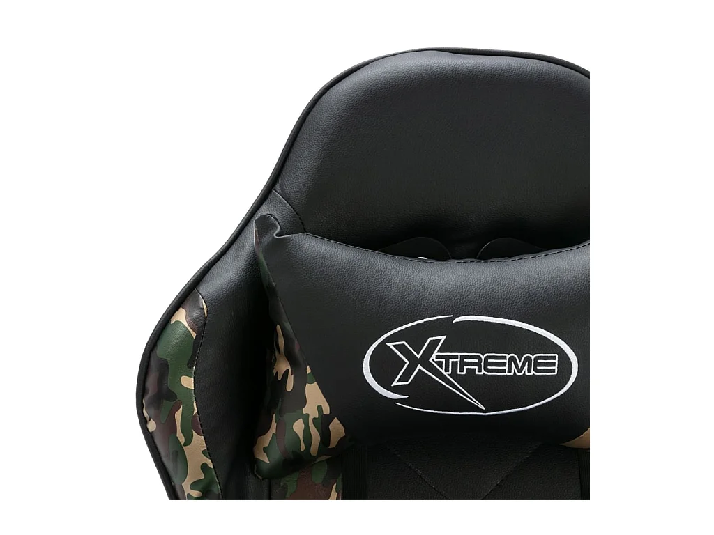 Fauteuil de jeux vidéo repose-pied Noir/camouflage Similicuir