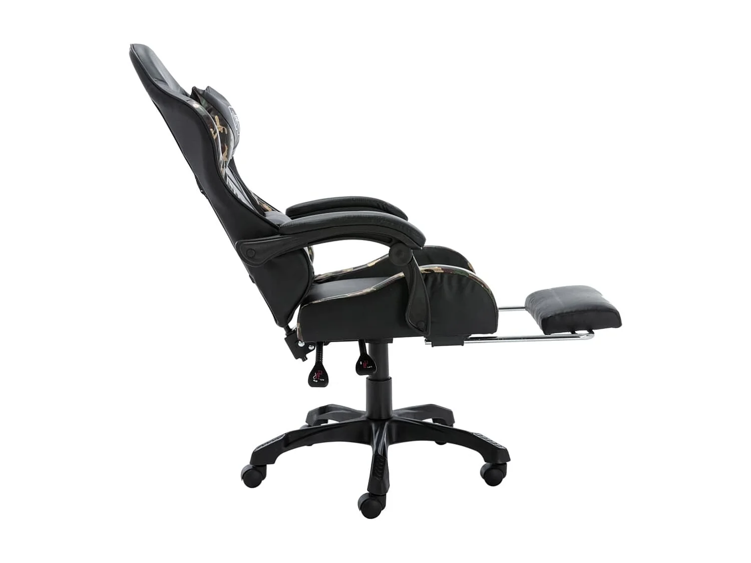Zwarte/camouflage kunstleren gamingstoel met voetenbankje