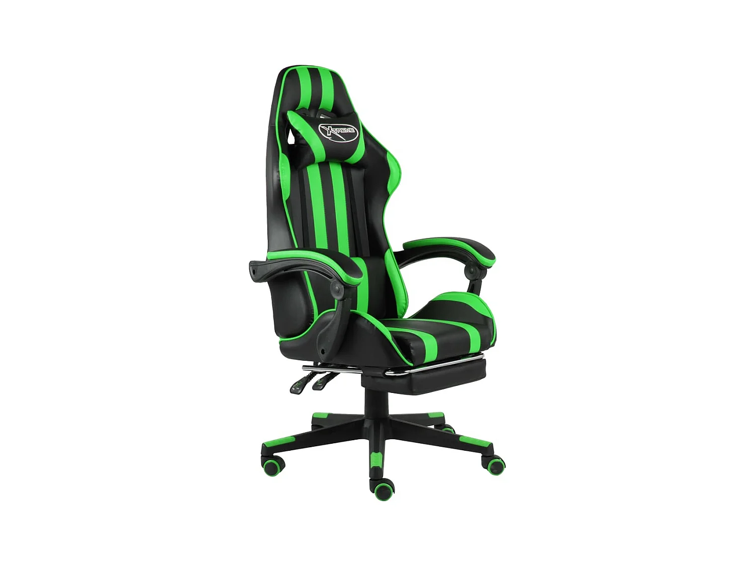Fauteuil de jeux vidéo avec repose-pied Noir et vert Similicuir