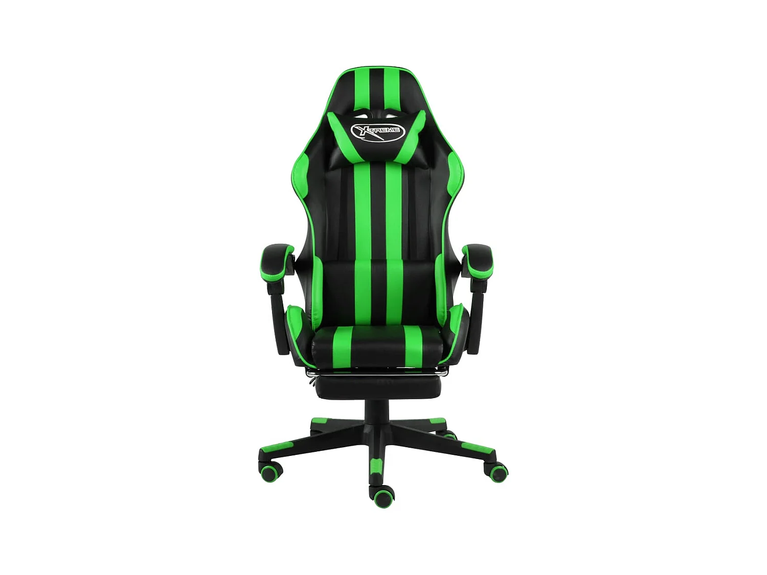 Fauteuil de jeux vidéo avec repose-pied Noir et vert Similicuir