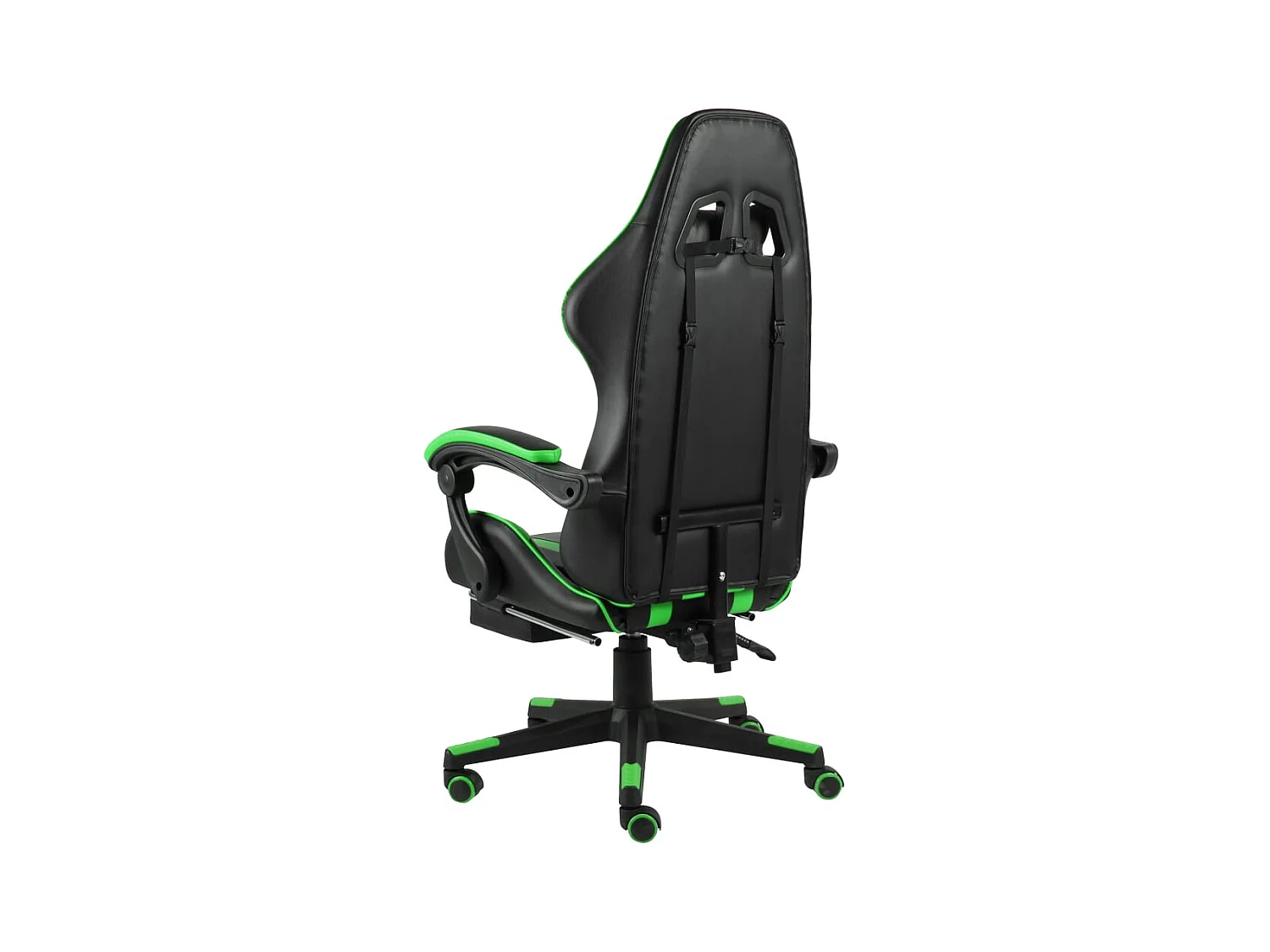 Fauteuil de jeux vidéo avec repose-pied Noir et vert Similicuir