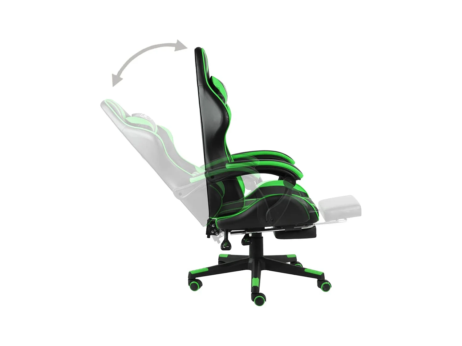 Fauteuil de jeux vidéo avec repose-pied Noir et vert Similicuir