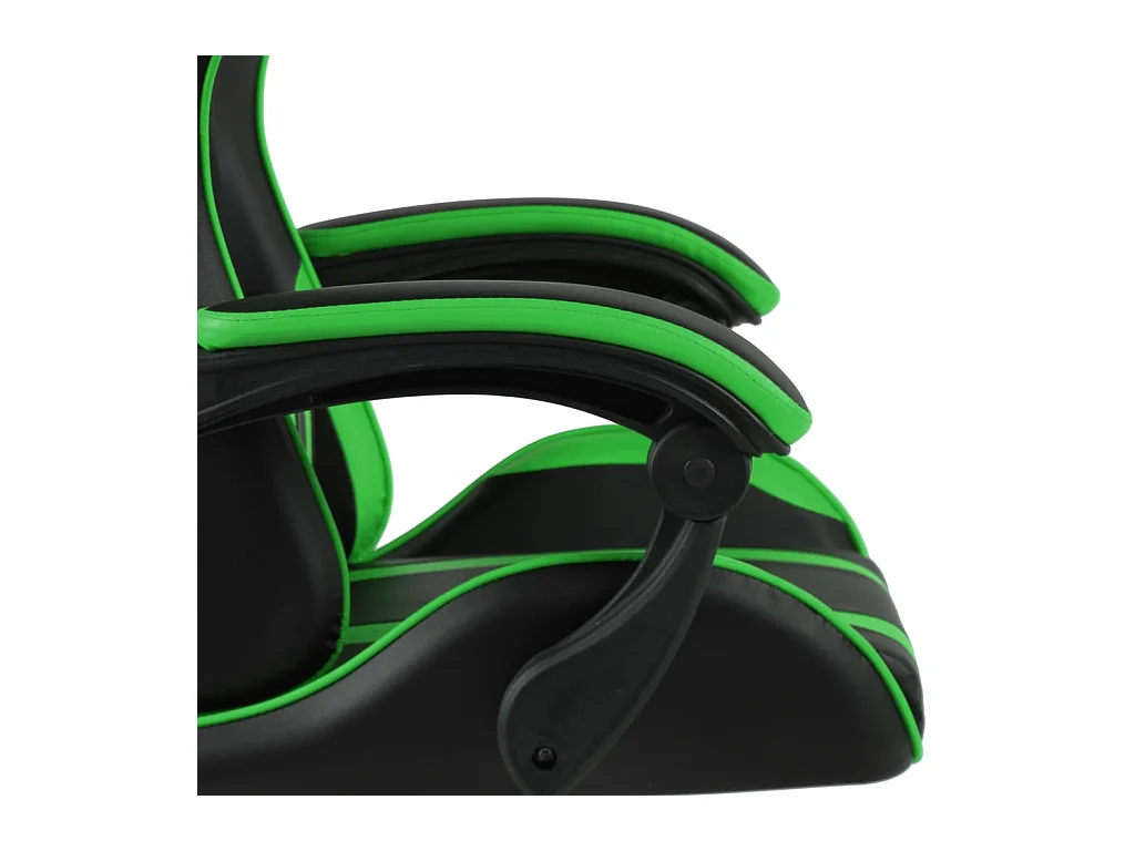 Fauteuil de jeux vidéo avec repose-pied Noir et vert Similicuir