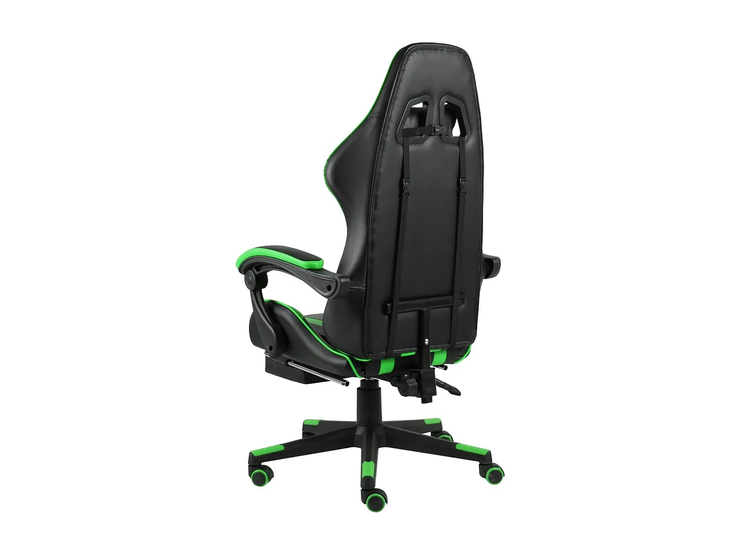Fauteuil de jeux vidéo avec repose-pied Noir et vert Similicuir