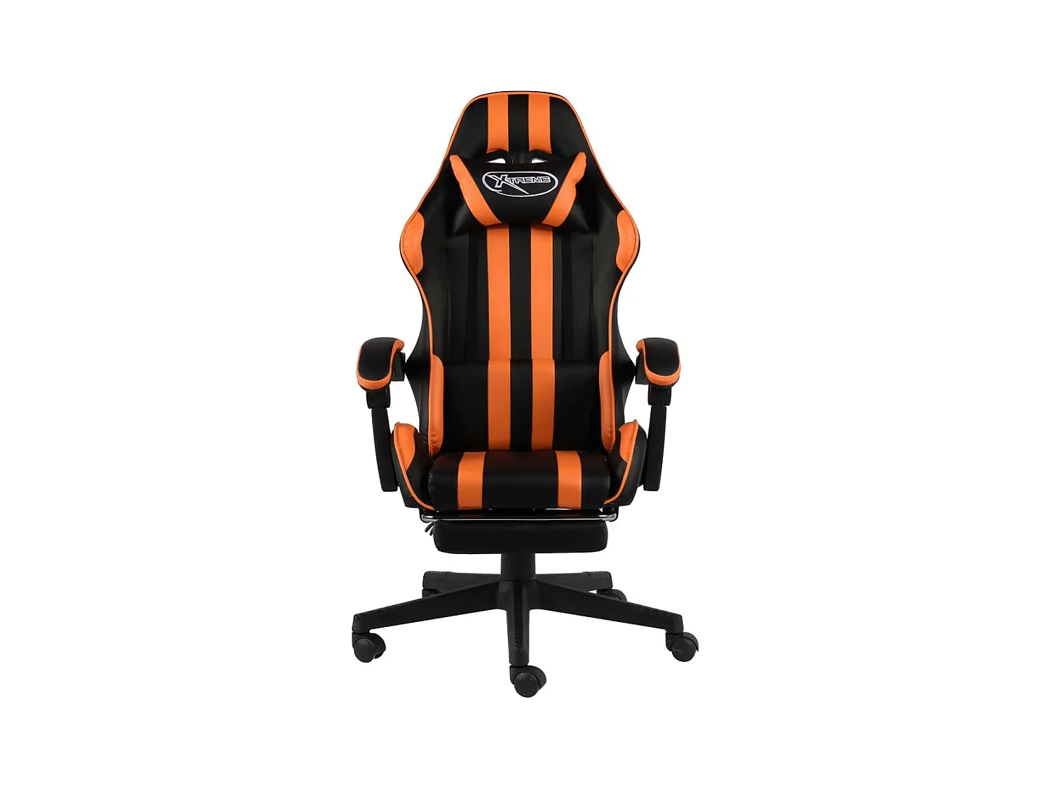 Fauteuil de jeux vidéo et repose-pied Noir et orange Similicuir