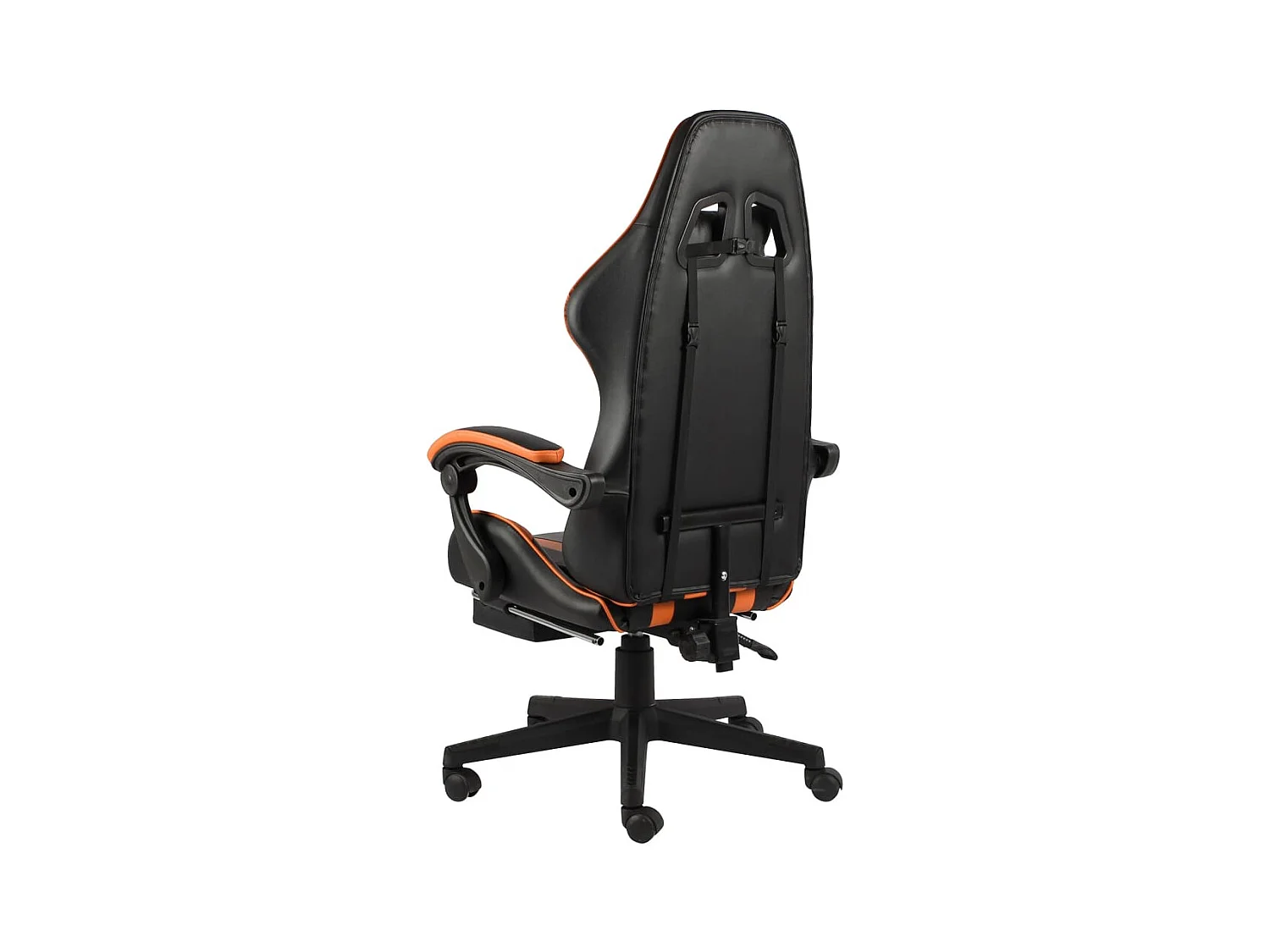 Fauteuil de jeux vidéo et repose-pied Noir et orange Similicuir