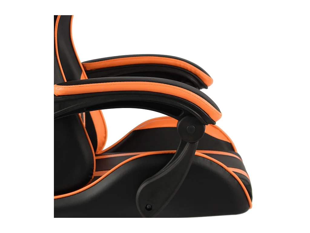 Fauteuil de jeux vidéo et repose-pied Noir et orange Similicuir