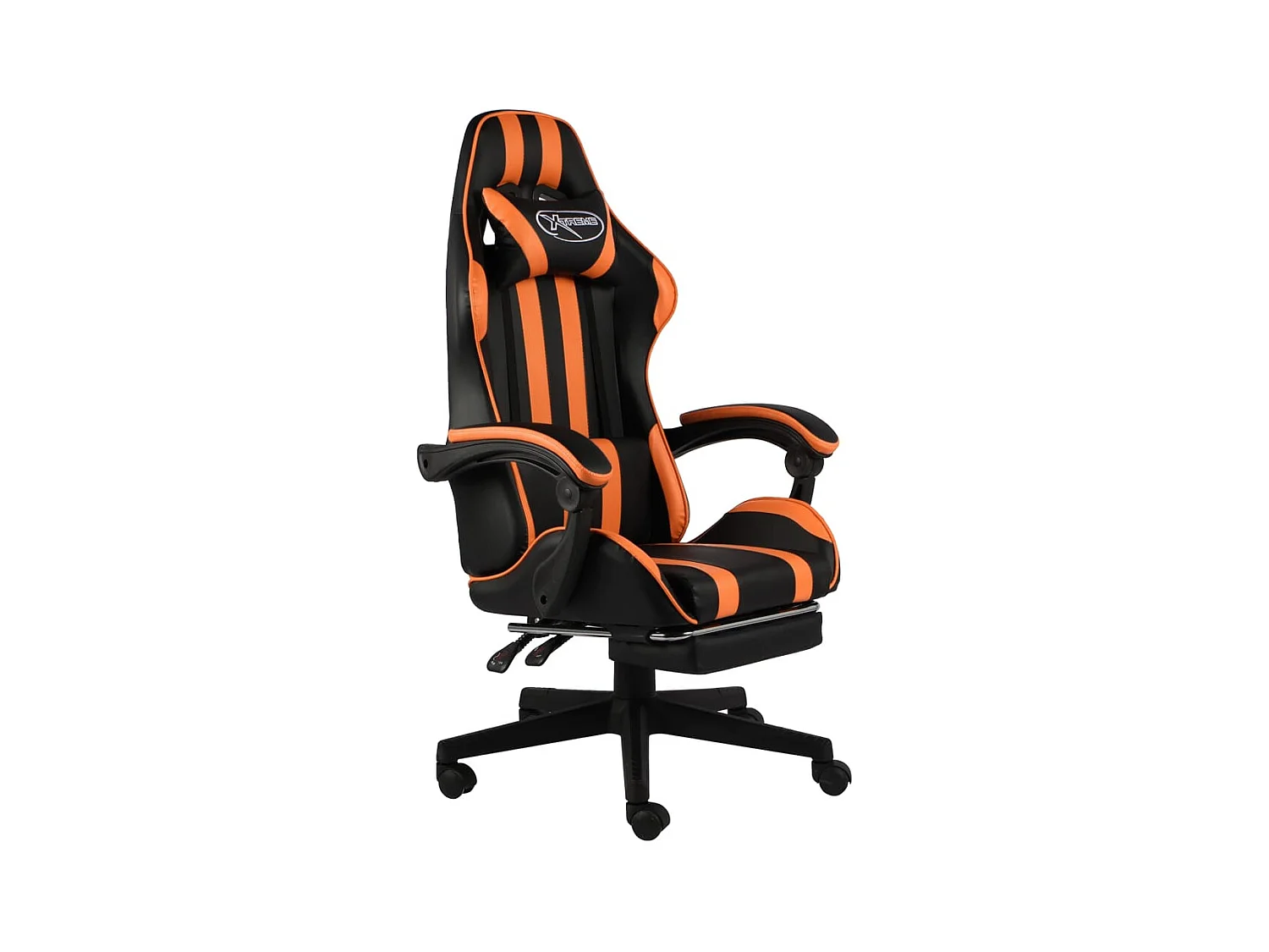 Fauteuil de jeux vidéo et repose-pied Noir et orange Similicuir