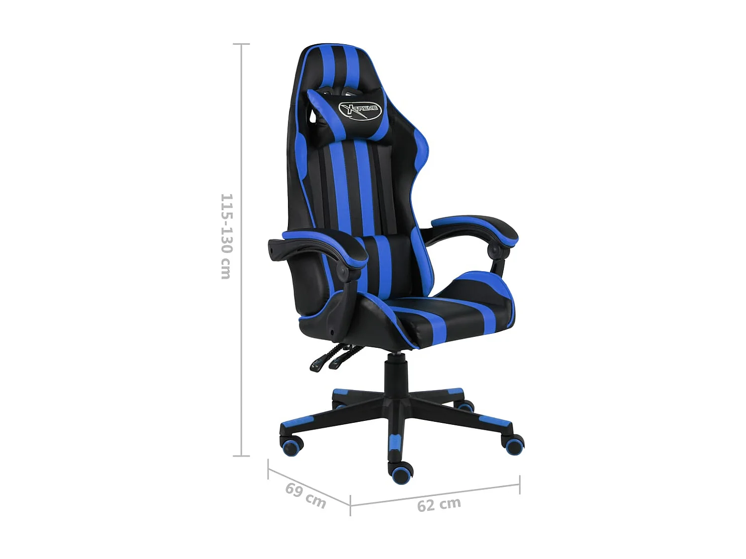 Sedia da gioco in similpelle nera e blu