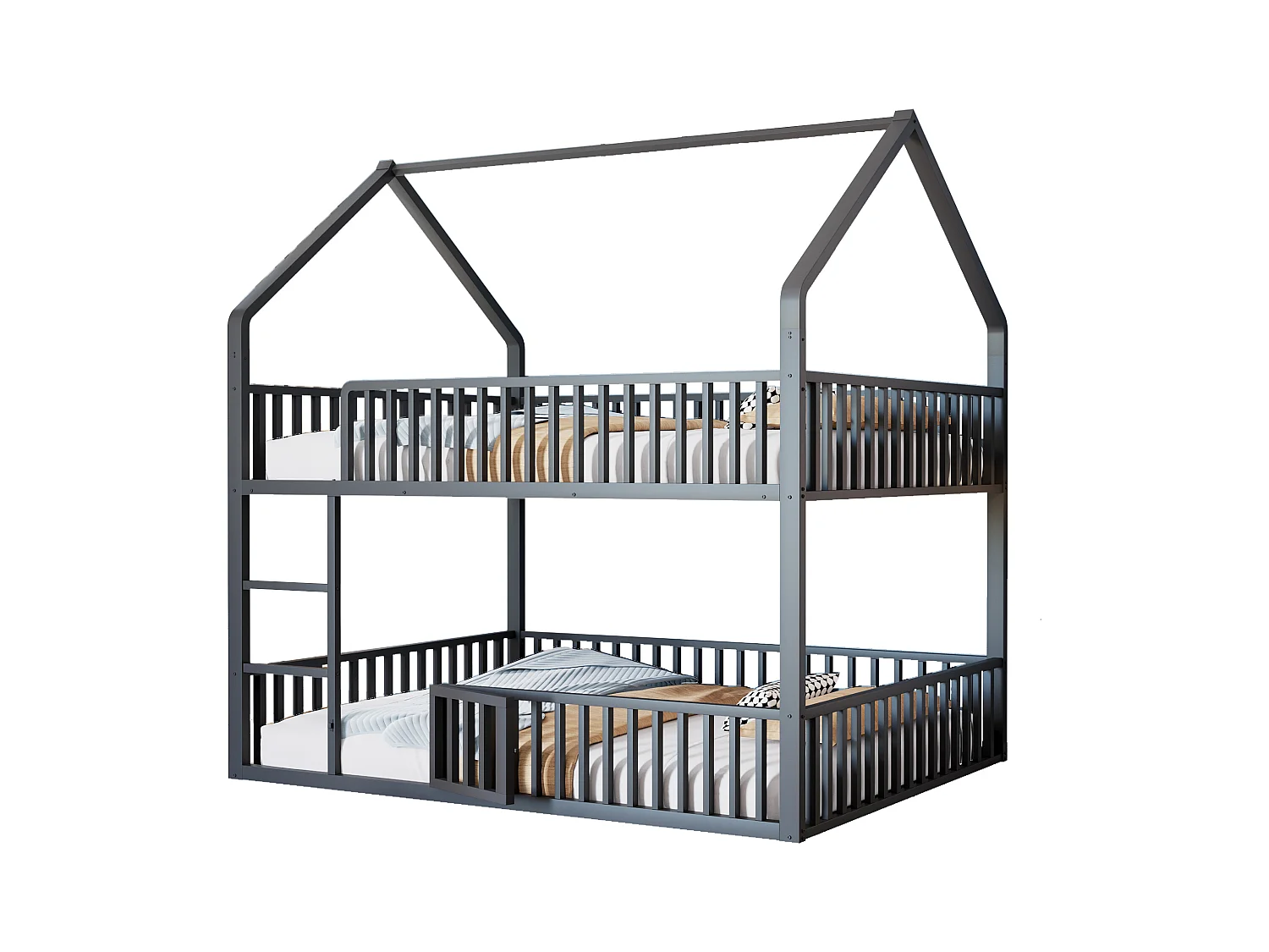 Litera infantil de 140\200 cm, estructura de metal, con escalera, diseño loft (colchón no incluido)
