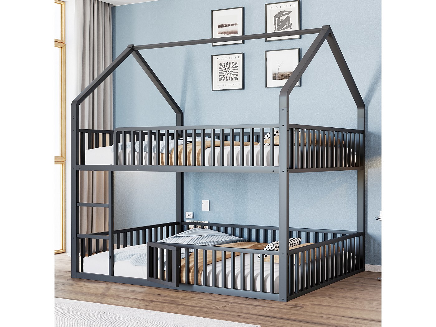Protezione Per Scala Letto A Castello Bambini – Tessuto Oxford Grigio 79x38 Cm, Antiarrampicata Per Sicurezza