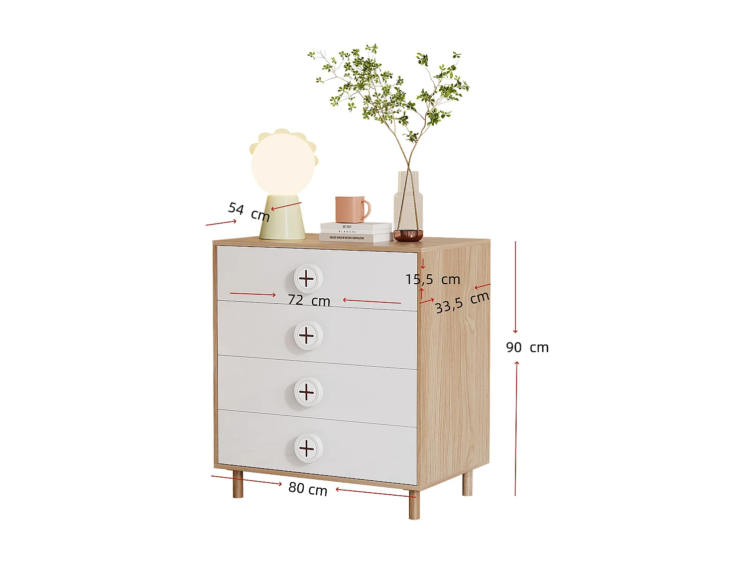 Armoire combinée - 80 x 50 x 150 cm - combinaison table de chevet-armoire - MDF + aggloméré - blanc