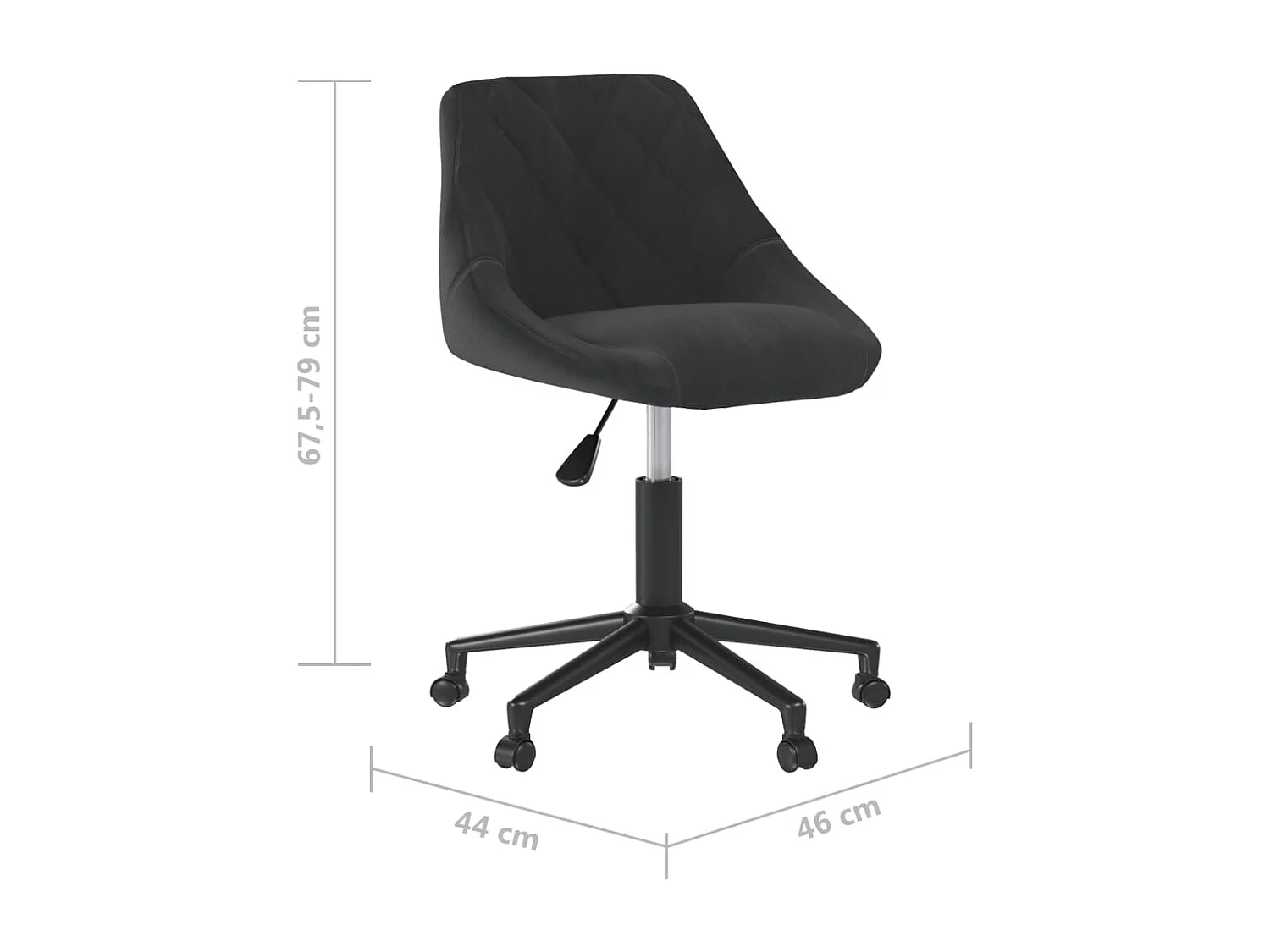 Silla de oficina giratoria de terciopelo negro