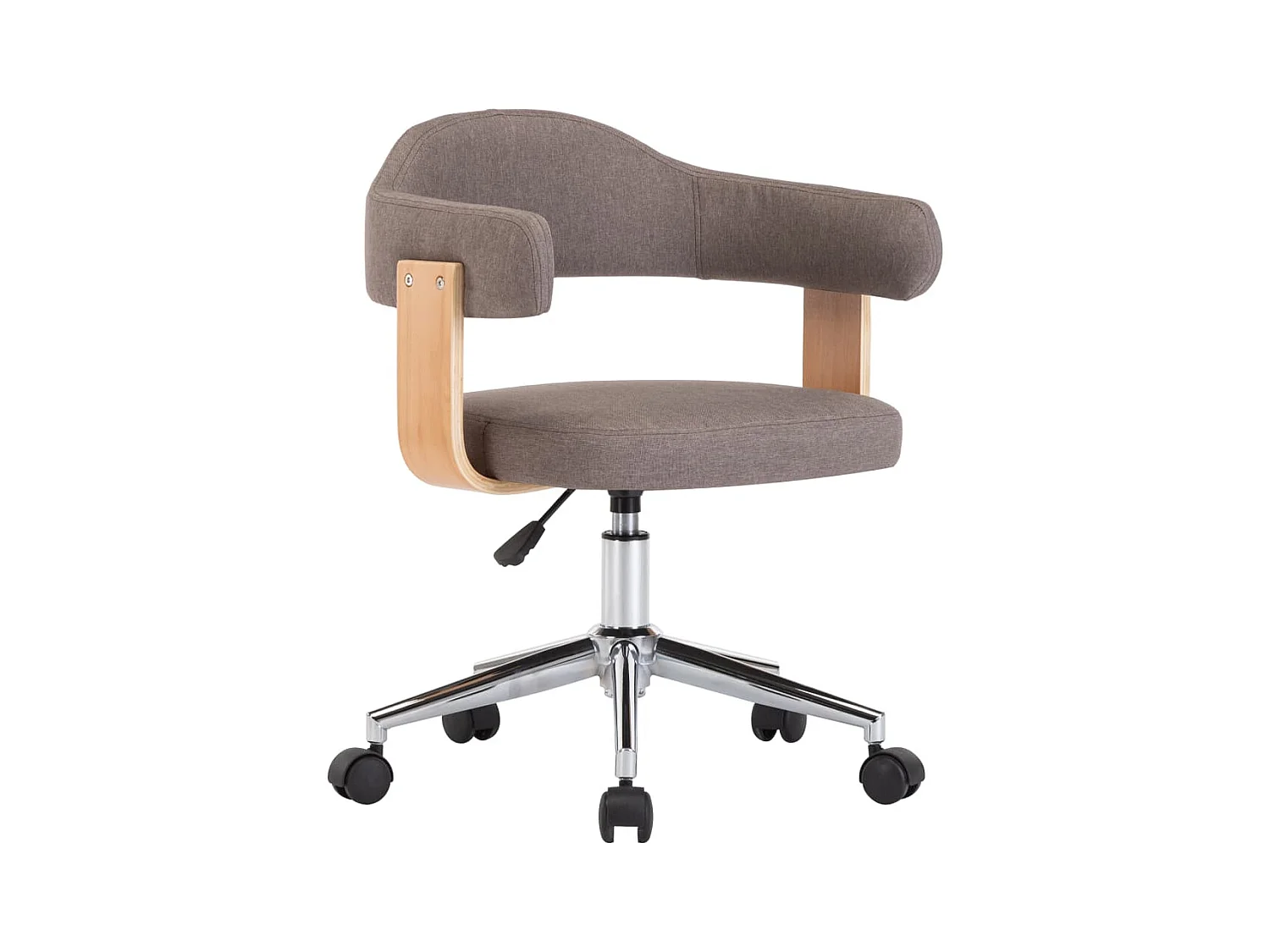 Chaise pivotante de bureau Taupe Bois courbé et tissu