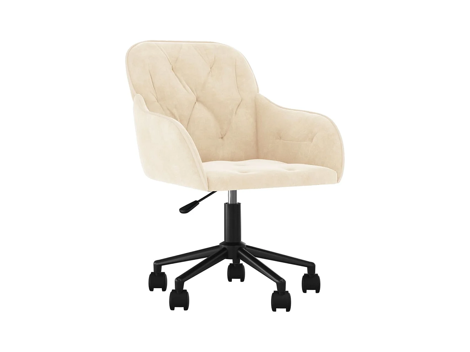 Silla de oficina giratoria de terciopelo color crema