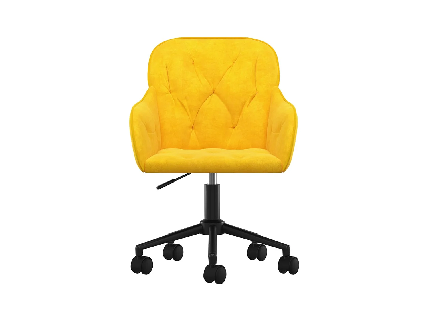 Gele fluwelen draaibare bureaustoel