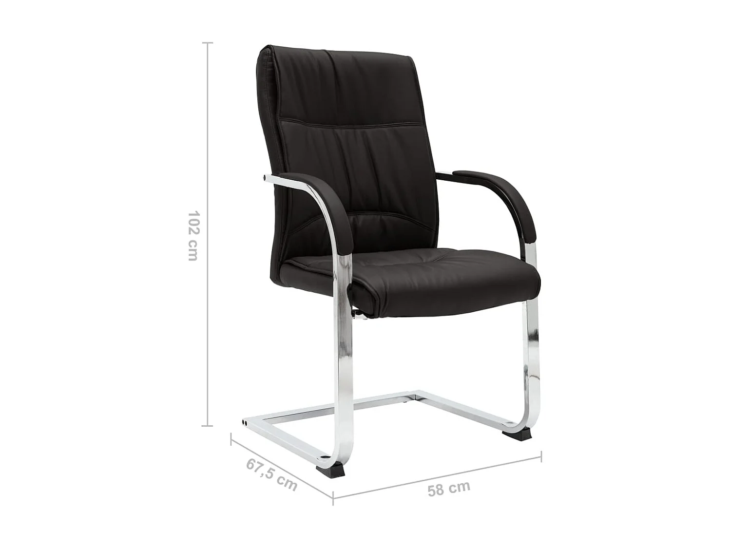 Sedia da ufficio a sbalzo in similpelle nera