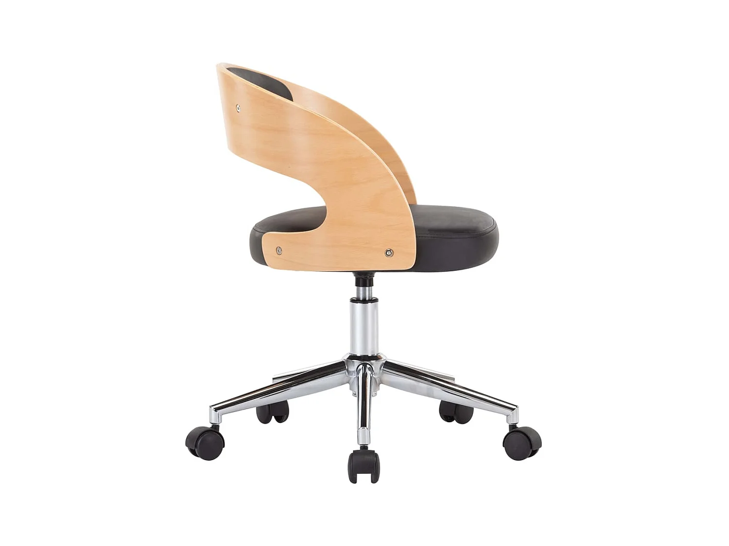 Chaise pivotante de bureau Noir Bois courbé et similicuir