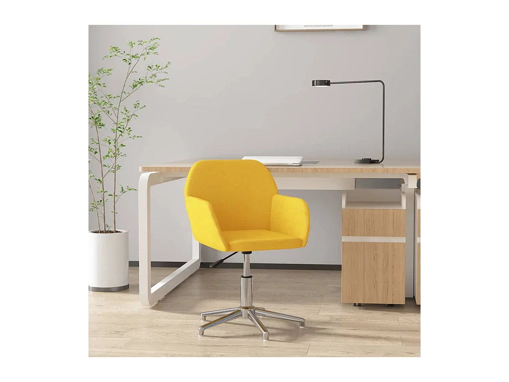 Chaise pivotante de bureau Jaune clair Tissu