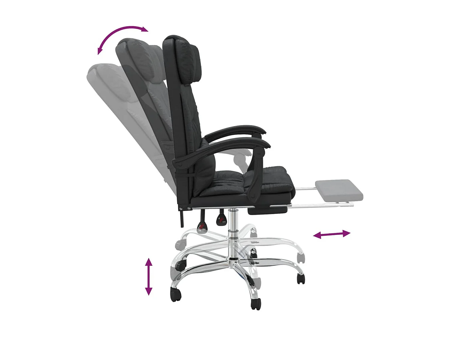 Poltrona reclinabile da ufficio con massaggio in similpelle nera