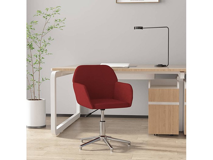Sedia girevole da ufficio in tessuto rosso bordeaux