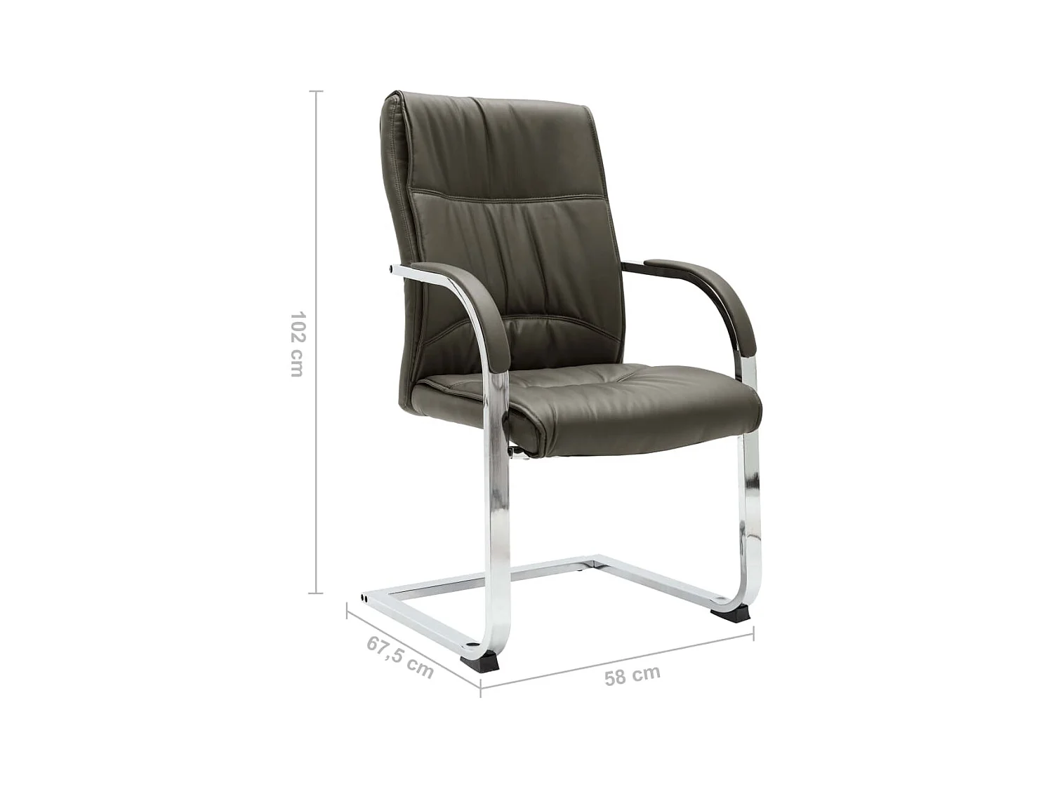 Silla de oficina Cantilever de piel sintética gris