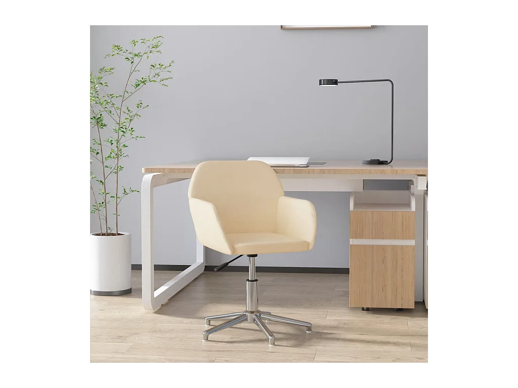 Sedia girevole da ufficio in tessuto color crema