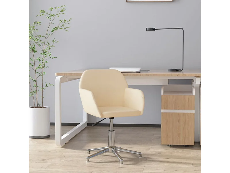 Chaise pivotante de bureau Crème Tissu