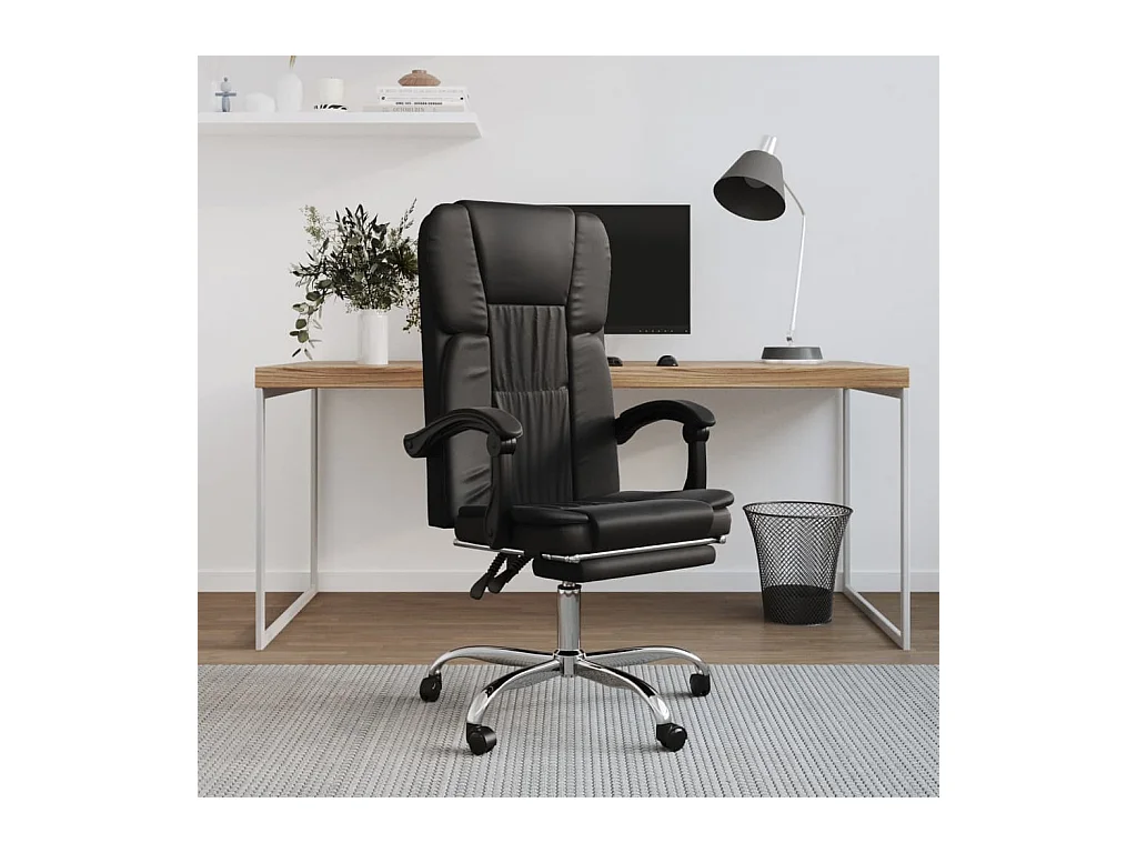 Zwarte kunstleren verstelbare bureaustoel