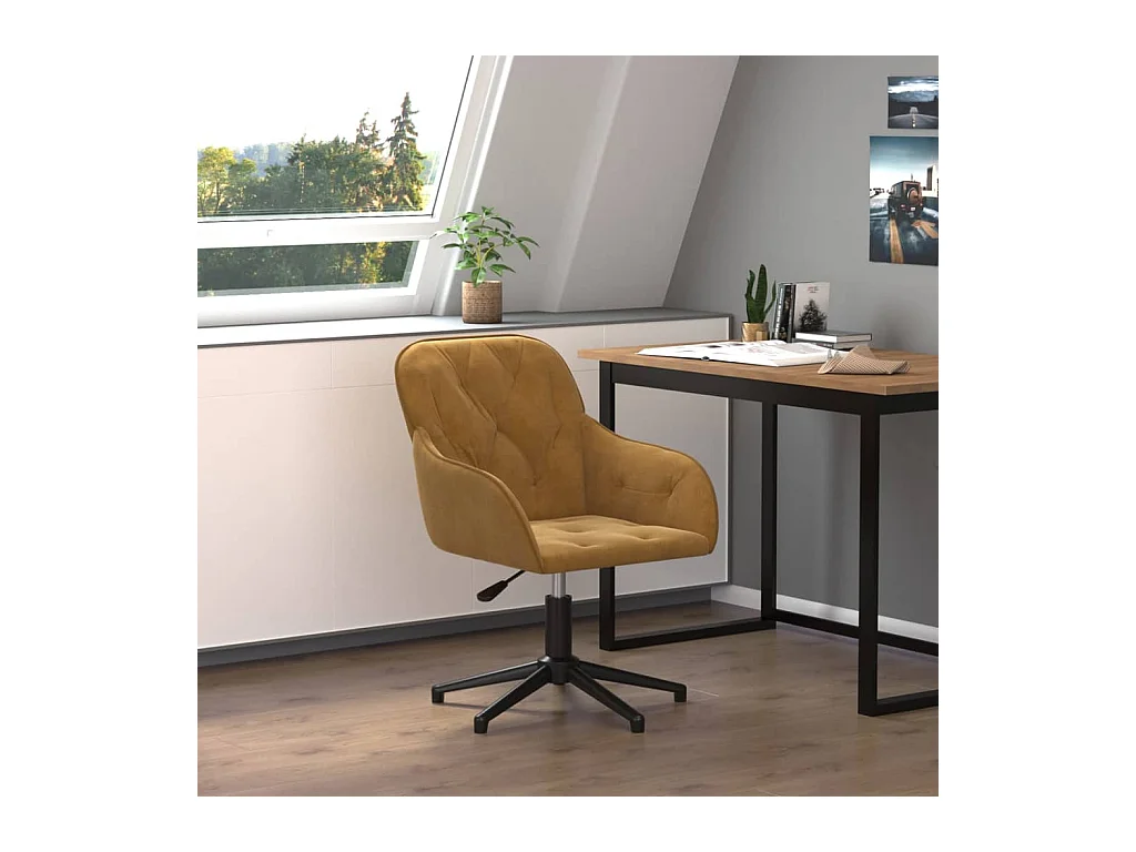 Bruine fluwelen draaibare bureaustoel