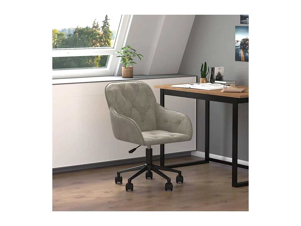 Silla de oficina giratoria de terciopelo gris claro